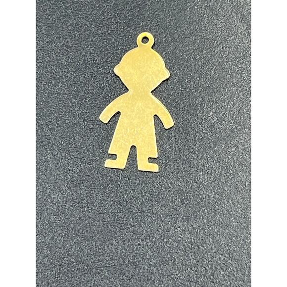 Vintage Small 14K Yellow Gold BOY Kid Child Silhouette Charm Pendant .44 Grams - Picture 8 of 9